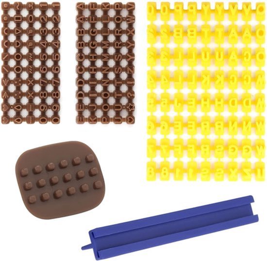 Letterstempels voor klei - Alfabet en cijfers - Geel - 8-delige set met accessoires