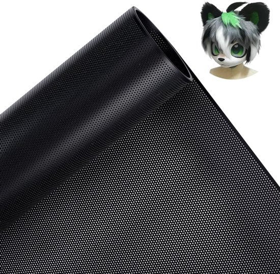 Aangepaste Fursuit ooggaas, 100x30cm zwart PVC gesublimeerd net 0,3 mm dik waterdicht printbaar gaas voor Furries Cosplay, rekwisieten, bontpakken, knutselen, gat: 0,8 mm