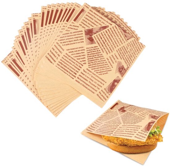 200 stuks hamburgerzakjes, 15x15cm, hamburgerpapier, sandwichpapier, sandwichzakken, deli-papiervellen, snackzakken, inpakpapier voor hamburgers en friet