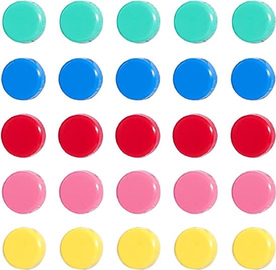 Decoratieve magneetset - Koelkast - 20 stuks - Kleurrijk - Magnetisch - Geschikt voor Koelkast en Magneetbord - Rond - Sterke magneten - Magnetisch bord accessoires - Kleurrijke magneten 20 stuks