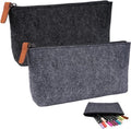 2 Stuks Vilt Mappen 21 x 11 cm Multifunctionele Pennentas Kantoorbenodigdheden Cosmetica Tas met Rits voor Pennen Lichte Markers en Andere Kantoor- en Schoolbenodigdheden Zwart Grijs