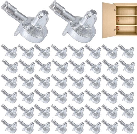 50 Stuks Plankpennen, Geschikt voor IKEA Billy Boekenkast (Artikelnummer 131372), Plankdragerpennen van Gelegeerd Materiaal Vervangende Kastpennen Boekenplankaccessoires (Zilver)