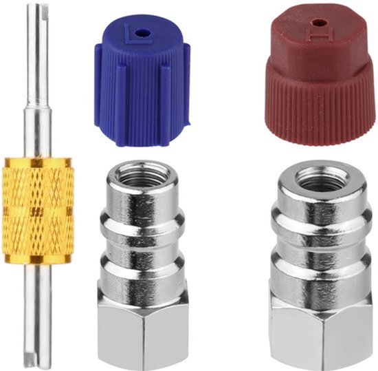 2 Stuks R12 naar R134a Conversiekits - Hoge/Lage Druk Adapters met Ventielkern Sleutel