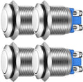 4Pcs 19mm Momentary Push Button 3A/250VAC; 5A/12VAC Waterdichte Power Drukknop Kleine Ronde Chroom RVS 2-Pin N/O (Vlakke Kop)