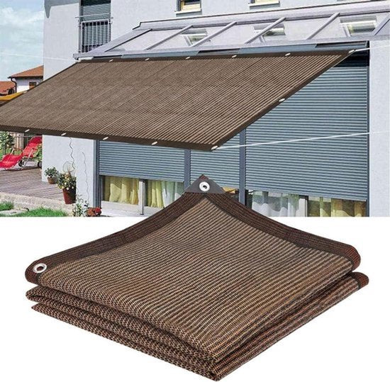 Schaduwnet voor de tuin, zonwering, zonnezeil - ademend en bruin - 3 x 4 meter