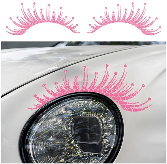 Wenkbrauwstickers, koplamp, auto, reflecterend, autokoplamp, carrosserie, stickers voor decoratie, autokoplamp, universele decoratieve accessoires (roze)