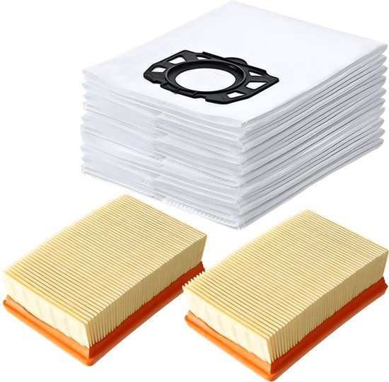 2x HEPA Filter & 10x Stofzakken geschikt voor Karcher MV4 MV5 MV6 WD4 WD5 WD6 Voor Karcher WD4000 - WD5999 2.863-006.0 Onderdelen vervanging stofzuigerzak