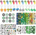 Voetbalfeestcadeautjes voor kinderen - Jongens verjaardagscadeau - Voetbal papieren zakjes - Voetbalfluitjes - Sleutelhanger - Armband - Stickers - 70 stuks