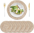 Geweven maïsschil placemats - 6 stuks - natuurlijke rotan - ronde tafelmatten - stro gevlochten - diner/salontafel - 30 cm ronde geweven placemats