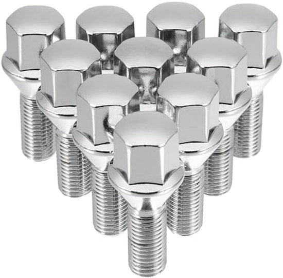10 stuks M12 x 1,5 chroom wielbouten wielmoeren set
