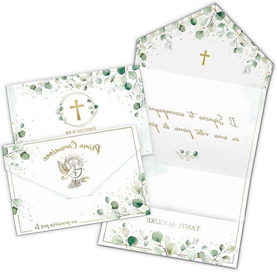 Set van 2 communie wenskaarten van 11 x 16 cm, ideaal voor het geven van geldgeschenken met een stijlvolle en feestelijke uitstraling