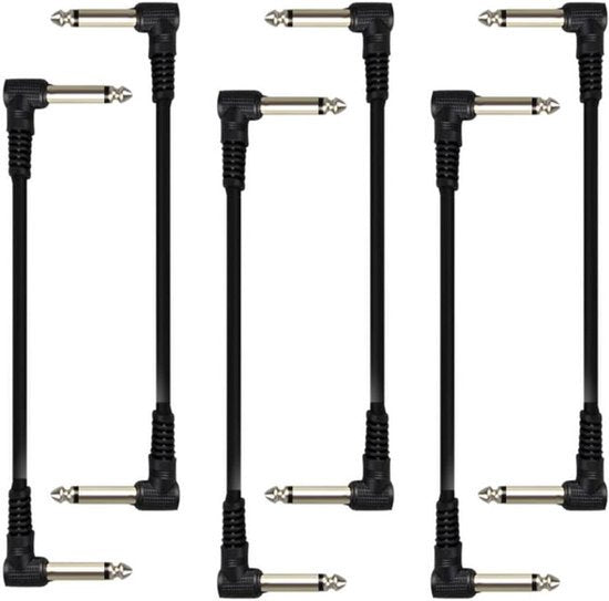 Gitaar Kabels - Pedaal - Geruisloze - Haakse - Effect - Koord - Geschikt voor Gitaar - Zwart 6 STUKS 6 Inch Gitaar Kabels Gitaar Pedaal Kabel Effect Kabel Koord Geruisloze 1/4 Inch Haakse Gitaar Kabel (zwart)
