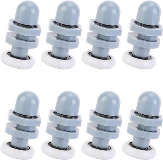 Set van 8 douchedeurrollen van 20 mm voor glazen schuifdeuren, duurzame vervangende wielen voor soepel en geruisloos schuiven van de deur