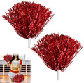 Cheerleader Pompoms, Pack van 2, Rode Metalen Folie Pompoms, Pompoms, Handbloemen voor Sportevenementen, Dans en Nachtfeesten, Robuust en Levendig