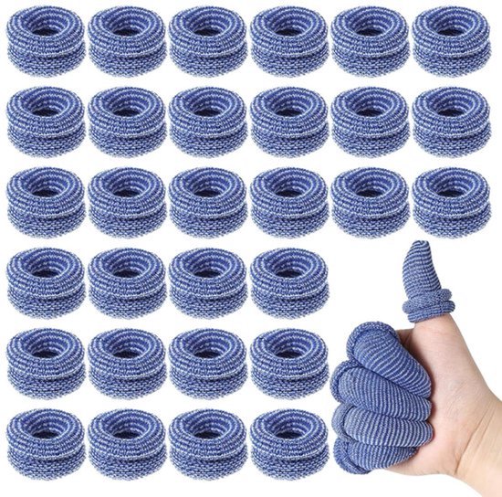 Vingerbanden vingerbescherming vingerpleisters ademende vingerhulzen vingerbandage vingertopbescherming voor werk keuken tuin (blauw) - Set van 30