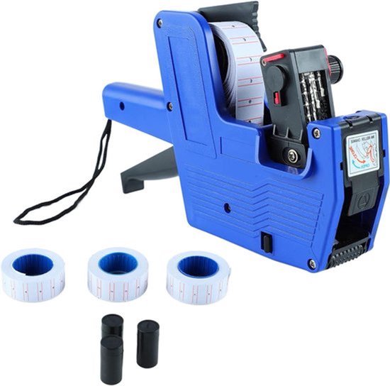 Herbruikbare Prijs Numerieke Tag Maker - 8 Cijfers - Inclusief 3 Rollen Label Papier & 3 Inkt Wiel voor Kantoor en Retail gebruik