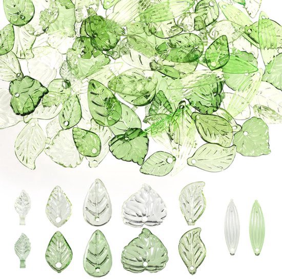 120 stuks acryl bladkralen, kleine bladvormige kralen, plantenhangers, ornamenten voor het maken van sieraden, hangers, armbanden, oorbellen, kettingen voor het maken van sieraden.
