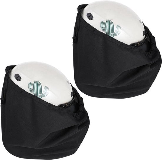 2 stuks helmtas microvezel skikap opbergzakken met trekkoord - lichtgewicht en opvouwbaar - voor motorfiets en fiets - zwart