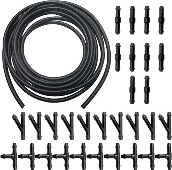 Reparatieset waswaterslang 5 m universele ruitensproeierslang met 30 stuks slangverbinders voor auto's