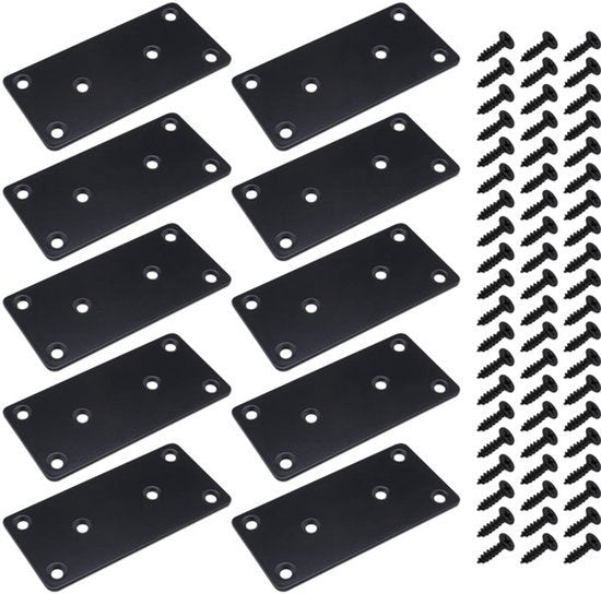 10 x platte houders voor de reparatie van platte platen, bevestigingsbeugel met schroeven voor montage van planken en kasten