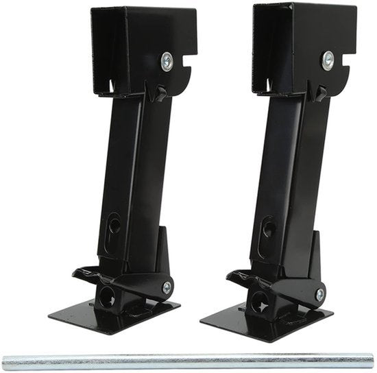 2-delige Stabilisatorkrik, Opvouwbare Telescopische Verstelbare Neerklapbare Steekkrik 650lb Ondersteuning 1000lb Hefvermogen voor RV-aanhangwagen Off-road Voertuigcampervan