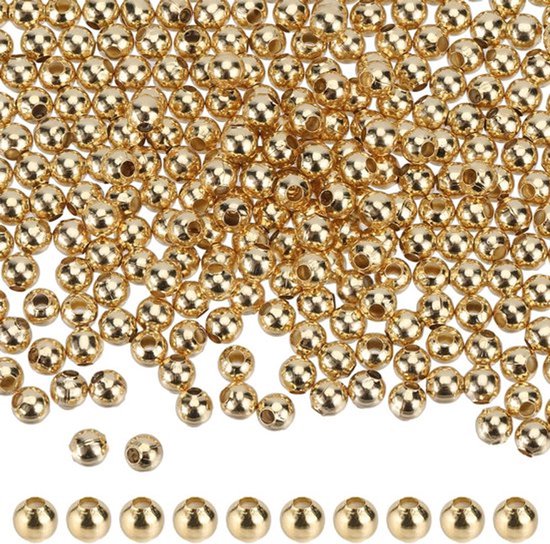 300 Stuks Stainless Steel Gouden Spacer Beads - 4mm x 3.5mm - 1.6mm Gat voor Sieraden Maken