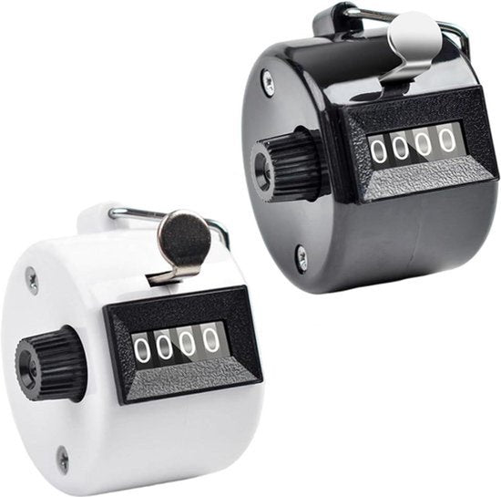 Handteller metalen counter clicker 4-cijferige voor personenteller coaching golfrijenteller breien - 2 stuks