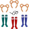 Eekhoorn Kostuum Set - 7 Stuks inclusief Eekhoorn Oren Hoofdband, Knie Hoge Sokken en Zwarte Ronde Bril - Dieren Kostuum Accessoires voor Volwassenen en Tieners