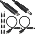 USB C naar DC Stroomkabel 12V 3A - Type-C naar DC 55 x 21 mm - Oplaadkabel met converteradapters - 2 stuks