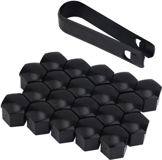 20Stuks Wielmoerkappen - 19mm Hex Moerkappen - Inclusief Verwijdertool - Zwart