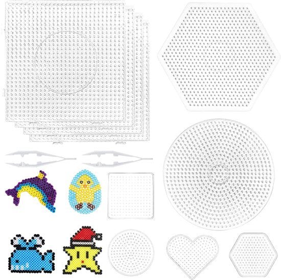Set van 10 Strijkkralen Platen, 5 mm Strijkkralen Inzetplaat Transparante Penplaat Strijkkralen Sjablonen Strijkkralen Set Creatieve Knutselaccessoires DIY Kralen