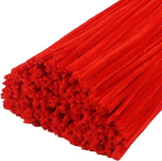 - Pijpenragers - Chenilledraad - Rood - Knutselmaterialen - Buigbaar - 30cm lengte - Decoratief handwerk - Geschikt voor knutselen met kinderen