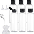 Set van 6 reisflessen 100 ml plastic - Ideaal voor vliegreizen en onderweg - Inclusief 2 trechters - Transparant - Zwart