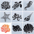 - Zeedieren sjablonen - Oceaanwezens - Set van 8 - Voor kunstambachten - DIY - Zeester - Zeepaardje - Oceaan - Scrabooking - Geschikt voor kinderen.