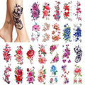 24 Stuks Vrouwen Tijdelijke Tattoos (Grote Bloemen), Kleurrijke Nep Tattoo Stickers, Waterdichte Lichaamskunst Stickers voor Meisjes Armen Benen Schouder Rug