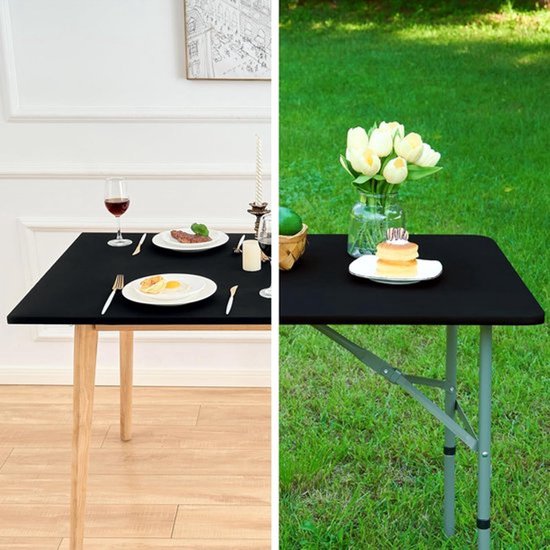 4 stuks-Tafelkleed - Halfopen tafelkleed - Bureaubeschermer - Elastisch tafelkleed - Wasbaar - Campingaccessoire - Geschikt voor picknicks, kamperen en buitengebruik - Zwart - 76*121 cm