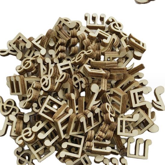 200 Stuks Houten Muzieknoot Gemengd, Decoratie voor Muzieknoten, Houten Muzikale Nootvormen, voor Concerten, Bruiloften, Kerstfeesten, Huishouddecoratie