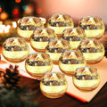 Theelichthouder Glas 12 Stuks Mercurius Glas Stemkaarsen 6.5 x 5.5 cm Ronde Stemkaars Houder voor Tafel Decoratie, Bruiloft, Feest (Goud)