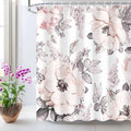 Douchegordijn Anti Schimmel-2 pcs - Roze grijze bloemen- Douche Gordijn 180X200 cm - Douchegordijn - Waterdicht-Douche Gordijnringen