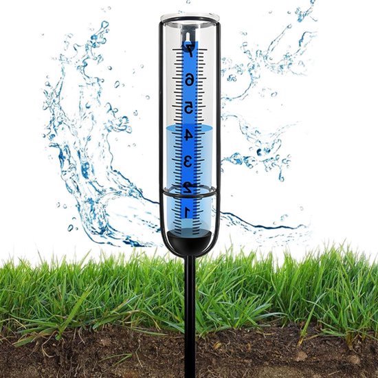 Vorstbestendige regenmeter voor de tuin met zonne-energie - professioneel en hoogte verstelbaar