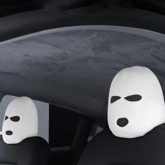Witte Stukken Hoofdsteunhoezen Auto Accessoires Interieur Grappige Hoofddeksels Masker met Capuchon