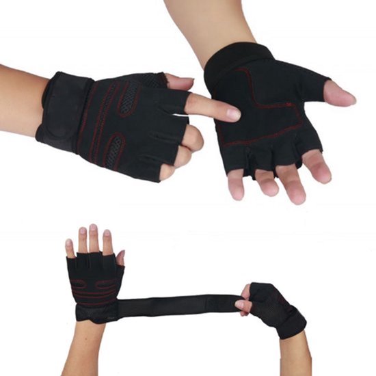 Vingerloze gewichthefhandschoenen voor heren met polsband - antislip, verdikte fitnesshandschoenen geschikt voor training, fitnessoefeningen, gewichtheffen, bodybuilding en workouts in de sportschool. Zwart.