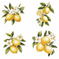 4 stijlen citroen bloemen raamstickers 16,2 x 16,2 cm zomer statische schuifdeur sticker bloem groene blad sticker glas klevende anti-botsing slaapkamer waarschuwingsstickers ter voorkoming van
