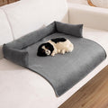 Hondenbed - hondenkussen - hondendeken - bank met rand - bankbescherming - hondenbed voor bank - wasbaar - hondenmat - wollig hondenbed - grijs - 75 x 75 cm.