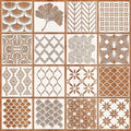Set van 16 Herbruikbare Geometrische Sjablonen 20 x 20 cm - Voor Muur, Hout en Scrapbooking