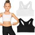 Set van 2 meisjes beha's van katoen - Sportbeha en yogabeha voor meisjes van 11-12 jaar - Geschikt voor meisjes van 9-14 jaar - Wit/Zwart