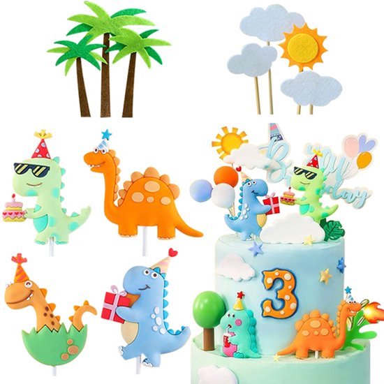 11 Stukken Dino Taartdecoraties, Taart Toppers, Taartdecoraties, Dinosaurusthema, Taartdecoratie voor Verjaardag, Evenement, Feest, Dieren, Themafeest, Decoratie