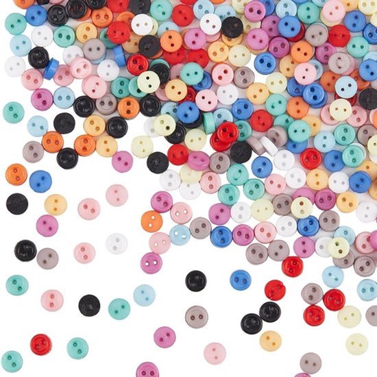 - Mini Hars Knoppen - Kleding Accessoires - 3mm - Naai - Decoratieve - Knoop - Scrapbooking - 360 stuks - 12 Kleuren - Super Kleine - Micro Ronde - Pop - DIY - Knutselen - Geschikt voor - Mini - Model 1 Doos Hogekwaliteit-Stevige-Materialen.