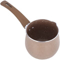 Melkpan, 10 cm diameter, antiaanbakpan met schenktuiten, steelpan van aluminiumlegering, geëmailleerde binnencoating, kleine soeppan met enkel handvat voor koffie, boter, chocolade, bruin