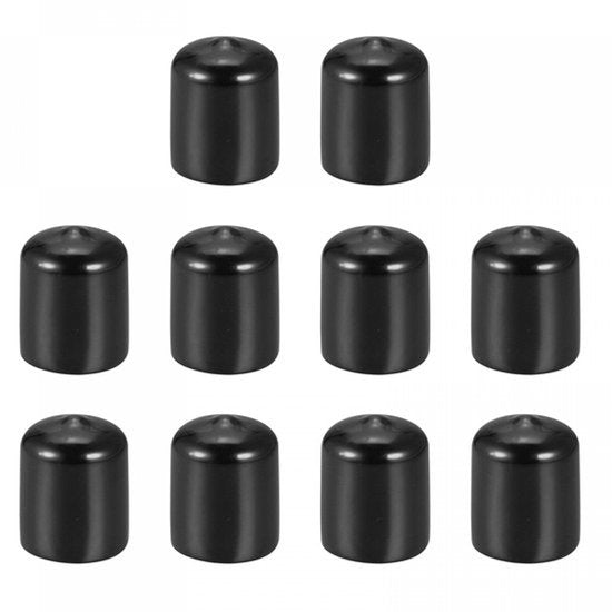Pack van 10 Rubber Eindkappen 20 mm Zwart - Bescherming voor Schroeven en Buizen